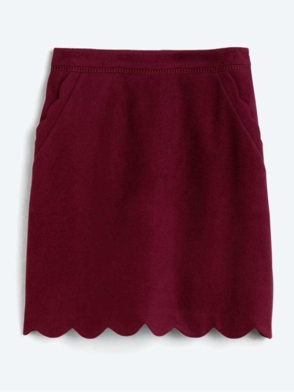 SKIES ARE BLUE Burgundy Maroon Scalloped Hem Mini Skirt — LHP